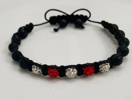 (UA - 21)Pulsera de shamballa color roja,blanca y negra unisex - JoyeriaParis