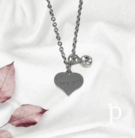 (UA - 23)Cadena con pendiente en forma de corazón para dama en acero inoxidable - JoyeriaParis