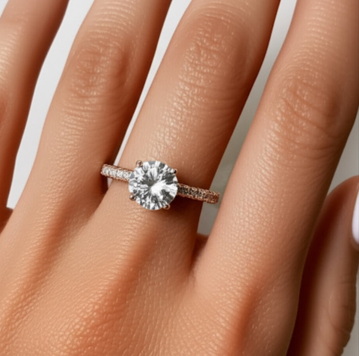 Sterling Silver Clear Round Cut Engagement CZ Ring-ER-71