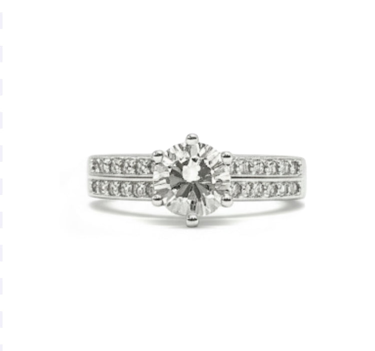 Sterling Silver Solitaire CZ Ring Set-ER-94