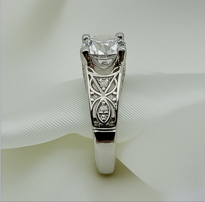 Sterling Silver Round CZ Engagement Ring-ER-59