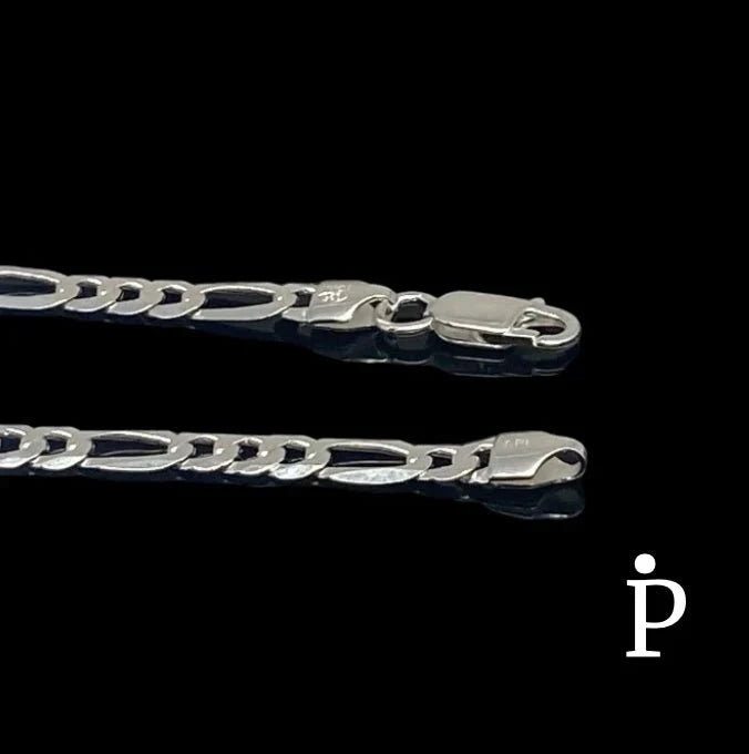 Sterling Silver Figaro Link Id Bracelet-7.0"-SB-35