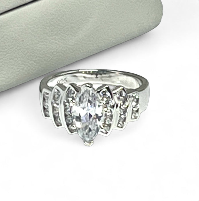 Sterling Silver Marquise CZ Engagement Ring -ER-23