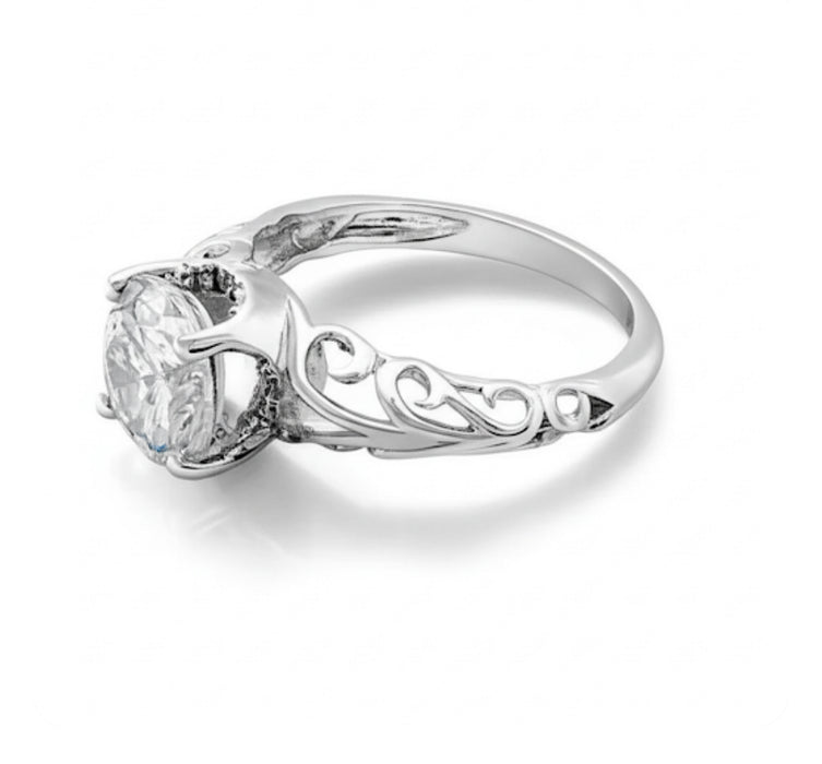 Sterling Silver Round CZ Swirl Ring CZ-ER-78