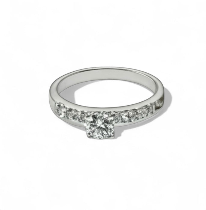 Sterling Silver 2-piece Engagement Set CZ Ring -ER-144
