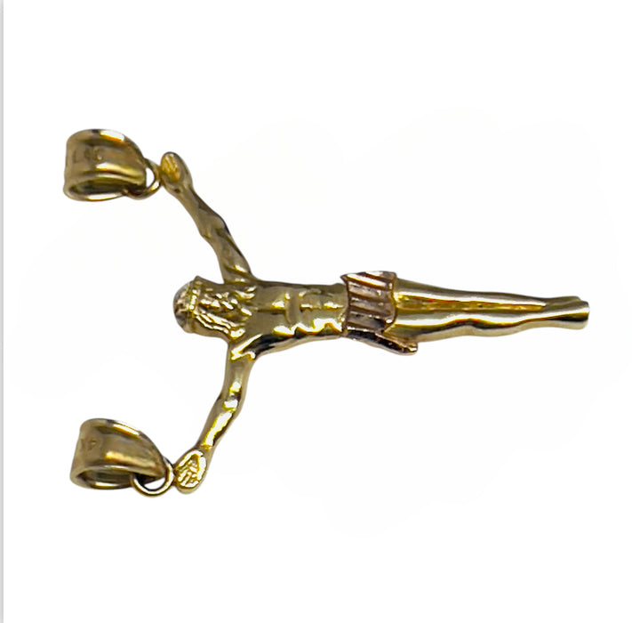 Solid Gold 14K Two-Tone Crucifix Pendant -GP-16