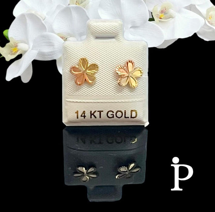 (AO-62) 14K gold flower earrings with screw back