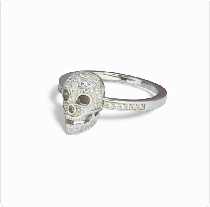 Sterling Silver Skull CZ Ring-AE-59