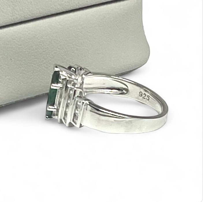 Sterling Silver Marquise Cut Emerald CZ Ring -ER- 26