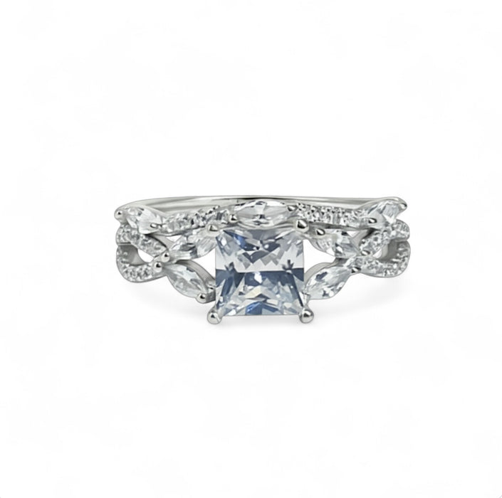 Sterling Silver CZ Engagement Set Ring-ER-157