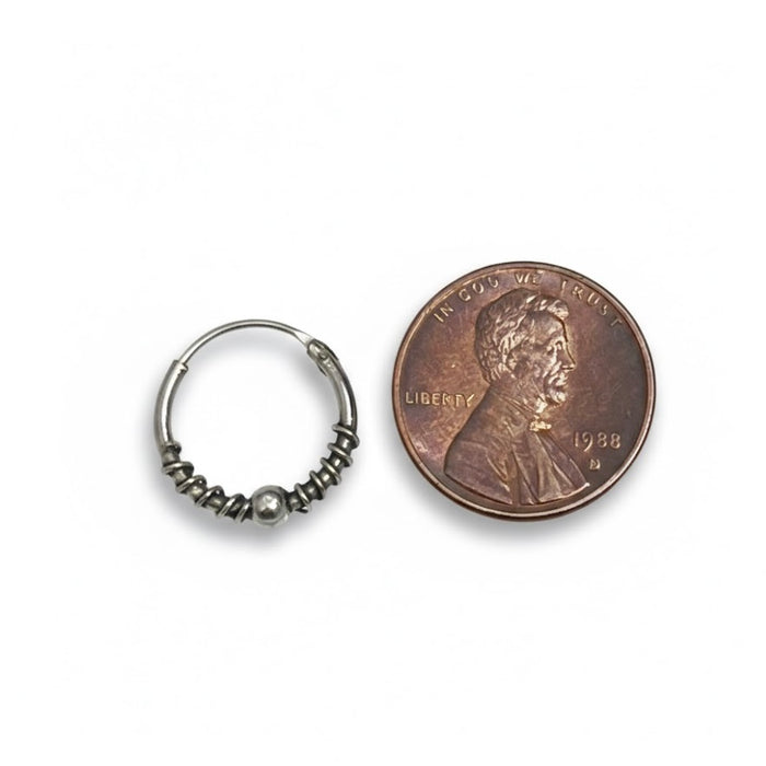 Sterling Silver 3mm x 15mm Bali Hoop Earring- SET-46