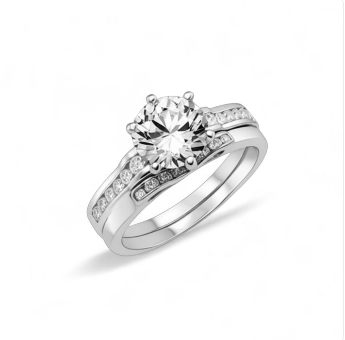 Sterling Silver 2-piece Engagement Set CZ Ring- ER-146