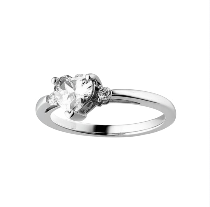 Sterling Silver Clear Heart CZ Ring-ER-132