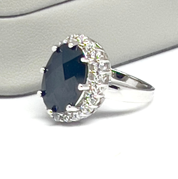 Sterling Silver Elegant Synthetic Onyx Ring AE-17
