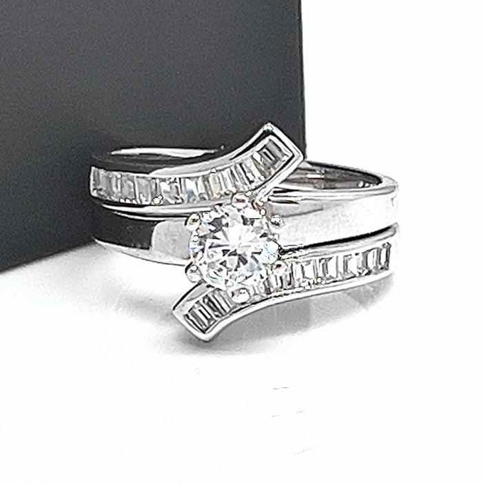 Sterling Silver CZ Wedding Set Ring-CL-08