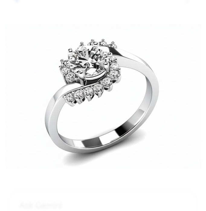 Sterling Silver Halo Swirl CZ Ring-ER-80