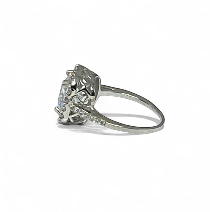Sterling Silver Halo Engagement & Wedding Ring-ER-85