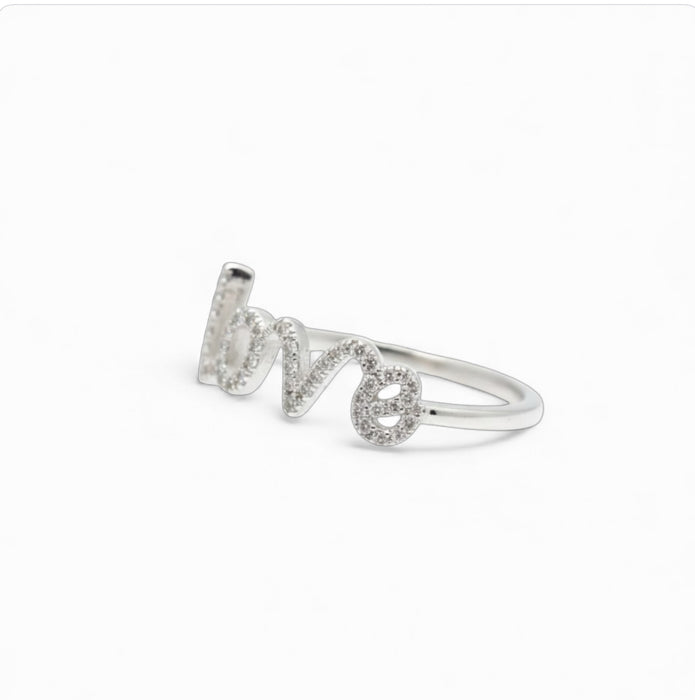 Sterling Silver Love Clear CZ Ring-AE-50