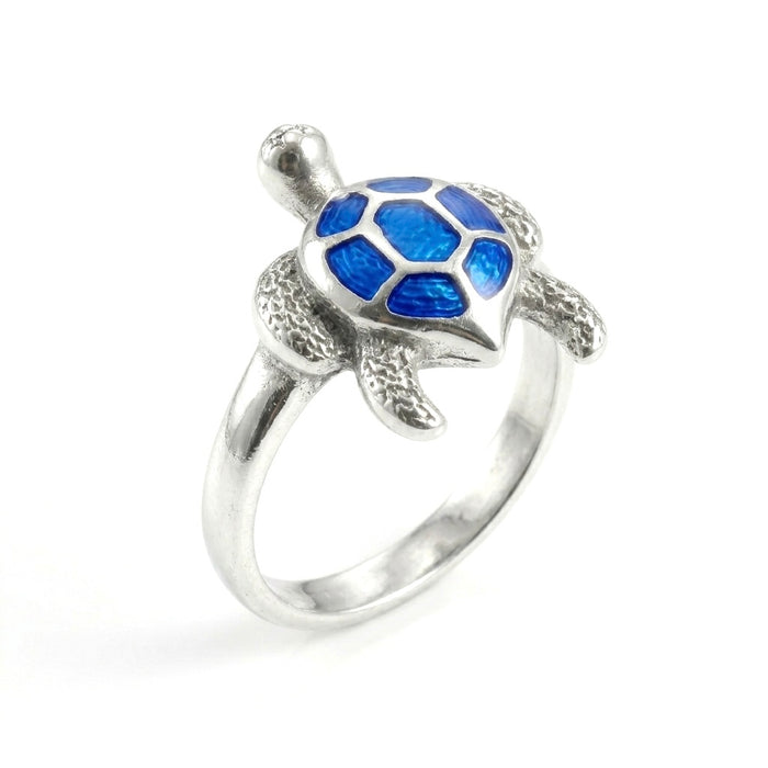 Sterling Silver Blue Opal Turtle Ring-SR-08