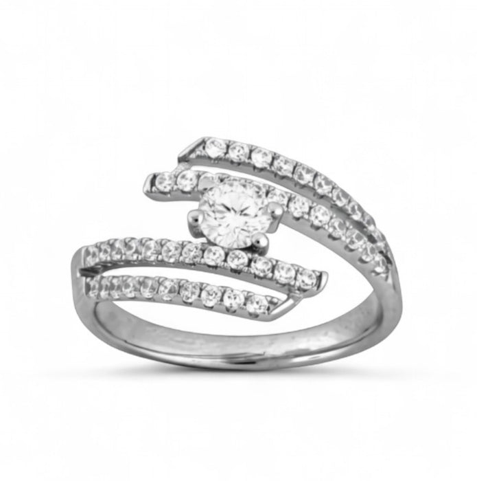 Sterling Silver Princess Cut CZ Engagement Ring-ER-60