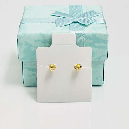 14 Karat Yellow Gold CZ Crown Screw Back Earring-GE-108