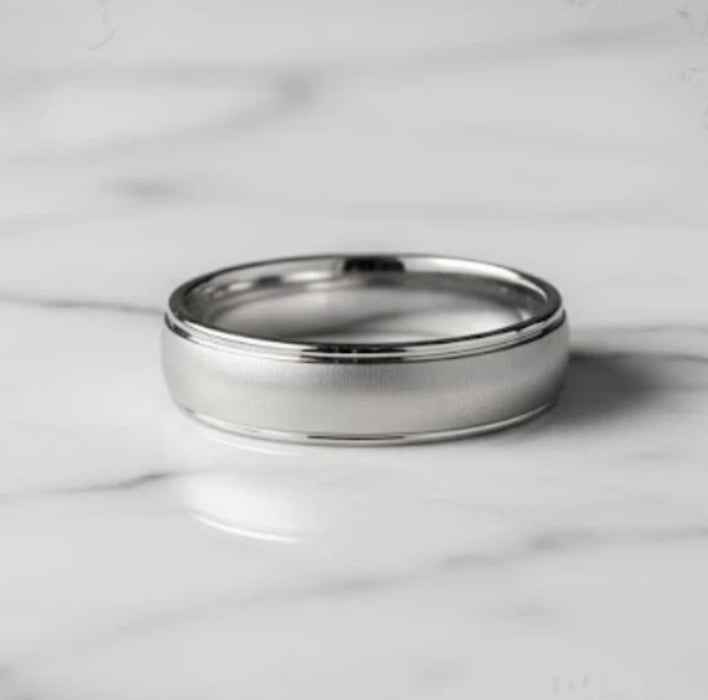 Sterling Silver Brushed Wedding Band Ring-SW-08