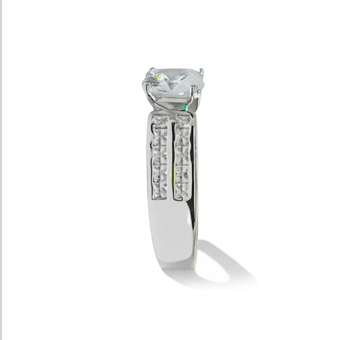 Sterling Silver Princess-Cut CZ Engagement Ring-ER-158