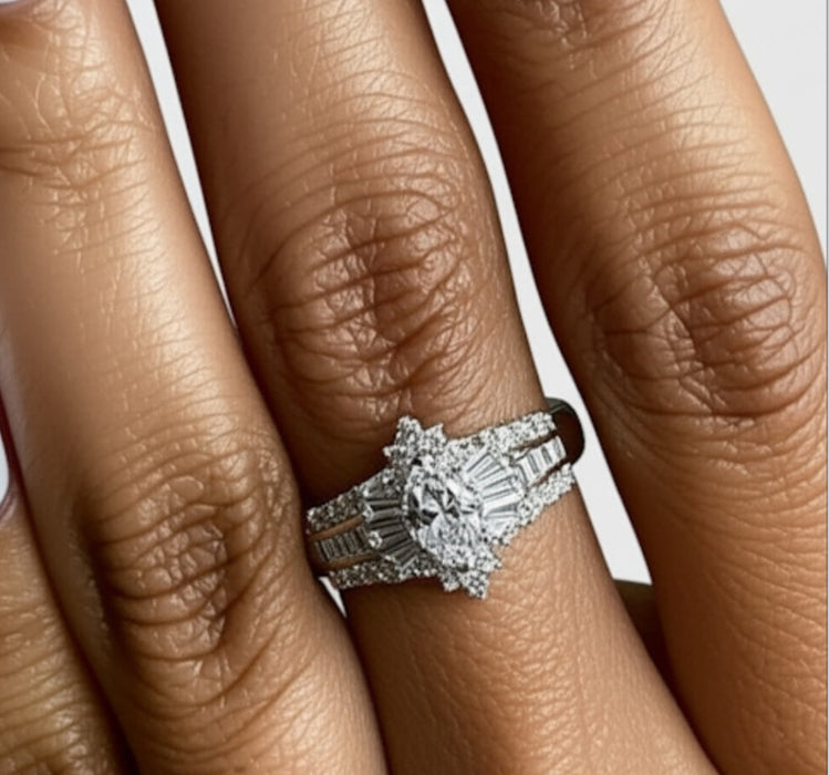 Sterling Silver Marquise CZ Engagement Ring-ER-175