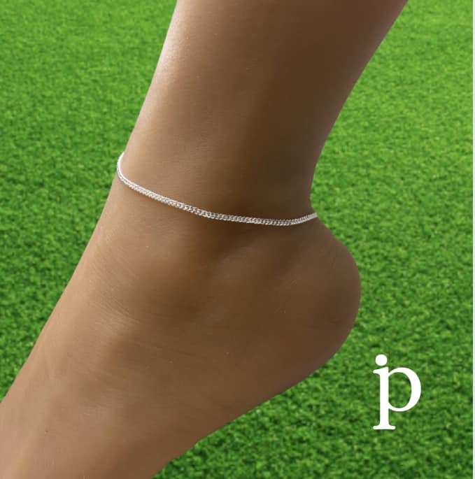 (TP-11).925 Silver Cuban style anklet