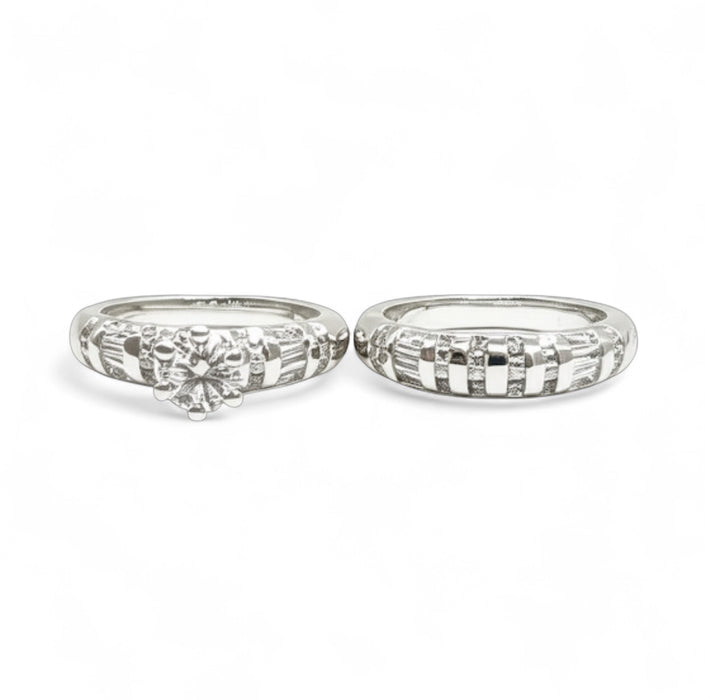Sterling Silver White CZ Engagement & Wedding Rings-ER-122