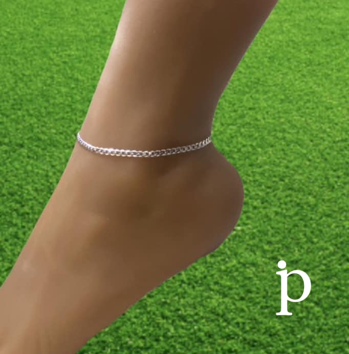 (TP-12) .925 Silver Cuban Style Anklet