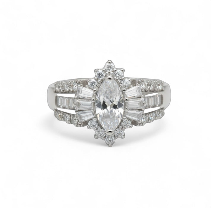 Sterling Silver Marquise CZ Engagement Ring-ER-175