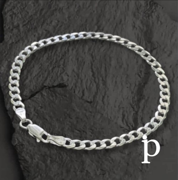 Sterling Silver Curb Link Chain Bracelet-7.0"-SB-12