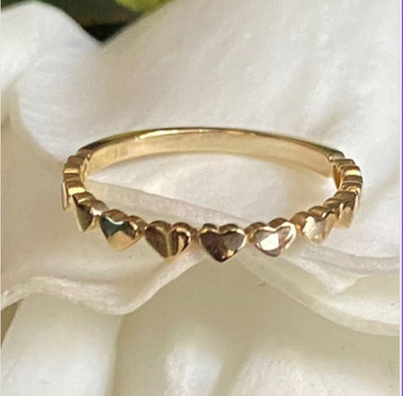 14K Anillo de oro con 11 corazones. - JoyeriaParis