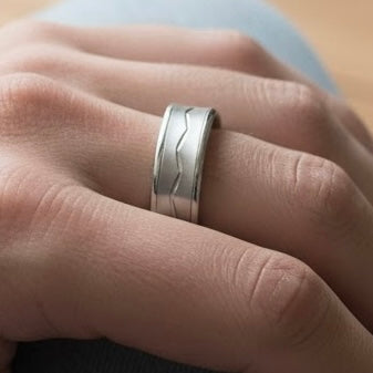 Sterling Silver Diamond Cut Zig Zag Wedding Band Ring-SW-01