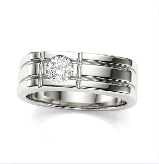 Sterling Silver White Zirconia Ring -SMR-13