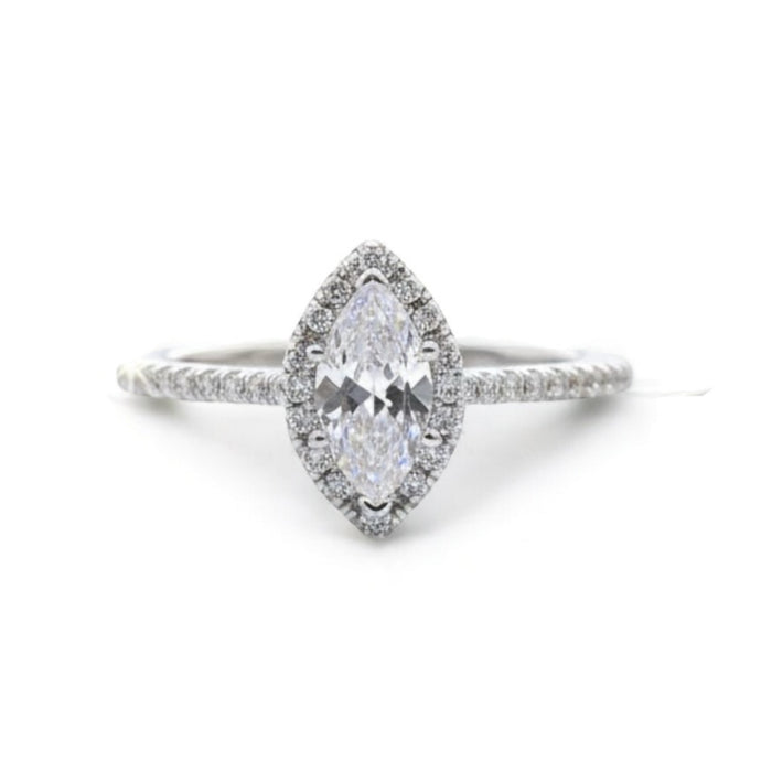 Sterling Silver CZ Marquise Halo Engagement Ring Set-ER-173