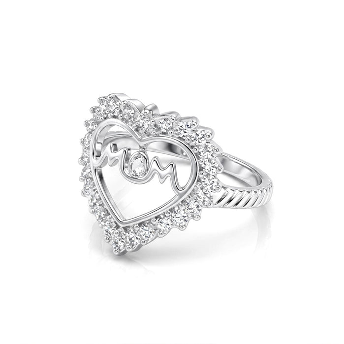Sterling Silver "MOM" CZ Ring-AE-26