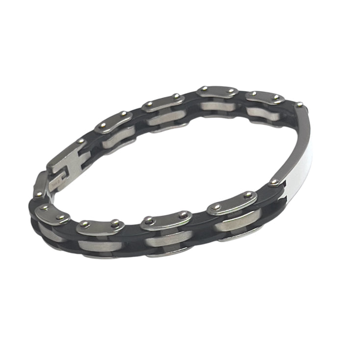 Stainless Steel Rubber ID Chain Link Bracelet -CS-26