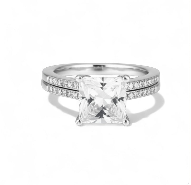 Sterling Silver 2-piece Engagement Set CZ Ring-ER-145