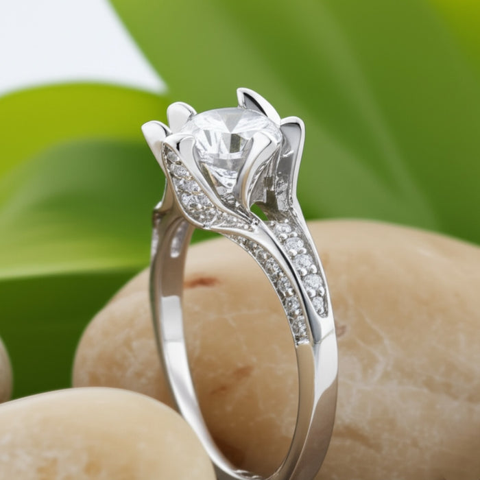 Sterling Silver Round Cut CZ Ring-ER-42
