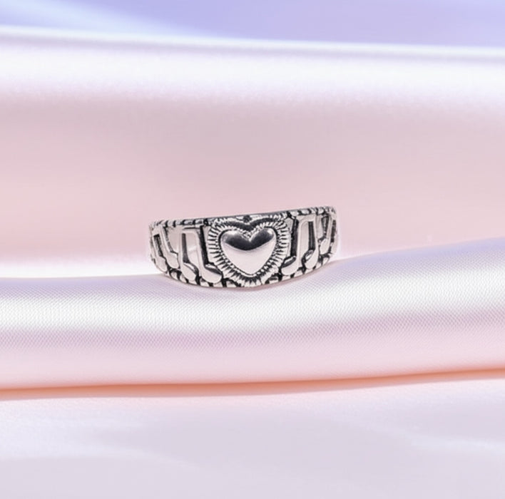 Sterling Silver Heart and Musical Notes Ring-SR-48