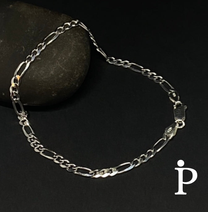 (CEP-47) .925 Silver Figaro Style Bracelet