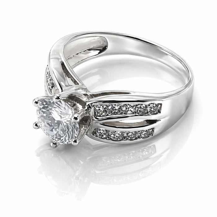 Sterling Silver CZ Engagement Ring- ER-01