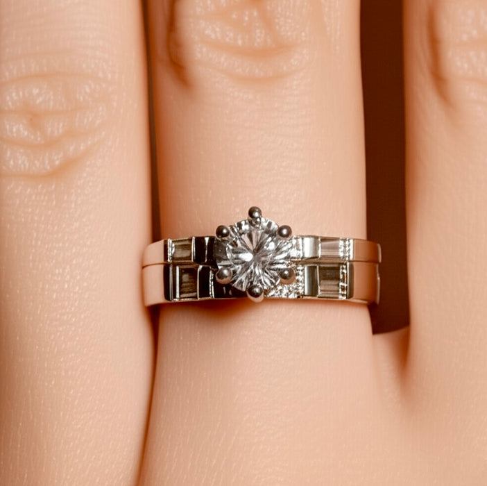 Sterling Silver Round CZ Engagement Ring-ER-95