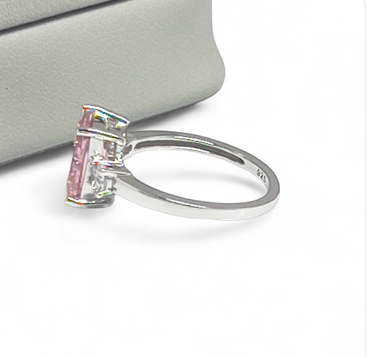 Sterling Silver Pink CZ Ring-AE-104