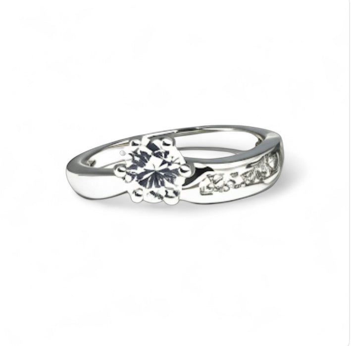 Sterling Silver Round Cut Clear Cubic Zirconia Rings -ER-134