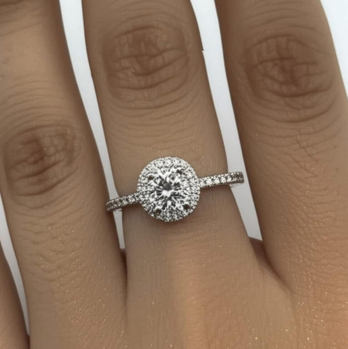 Sterling Silver Clear CZ Round Cushion Engagement Ring-ER-77