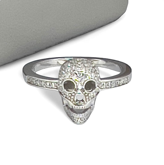 Sterling Silver Skull CZ Ring-AE-59