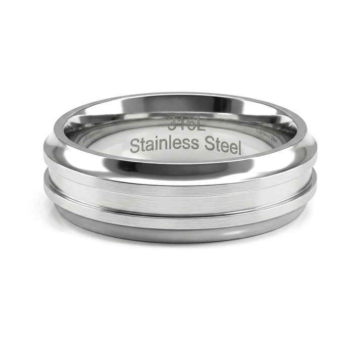 Stainless Steel 7mm Brushed Polish Wedding Band -SS-18